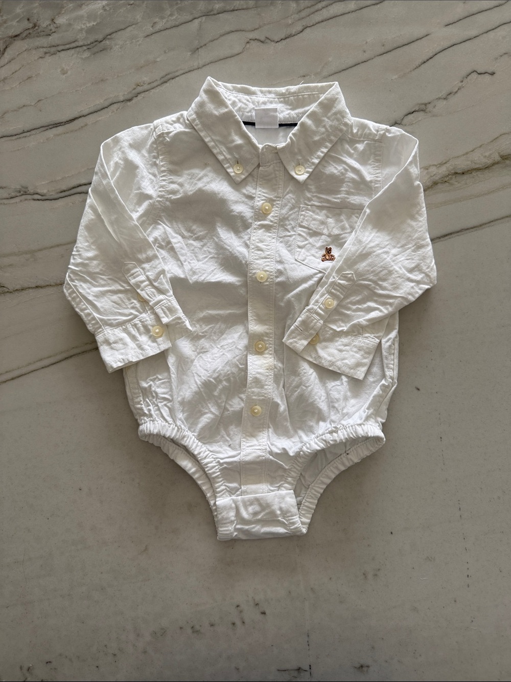 Baby Gap White Oxford Button-Front Baby One-Piece Bodysuit